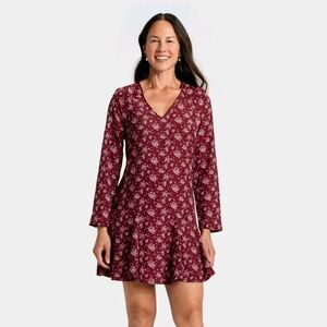 NWT Floral Burgundy Long Sleeve Dress